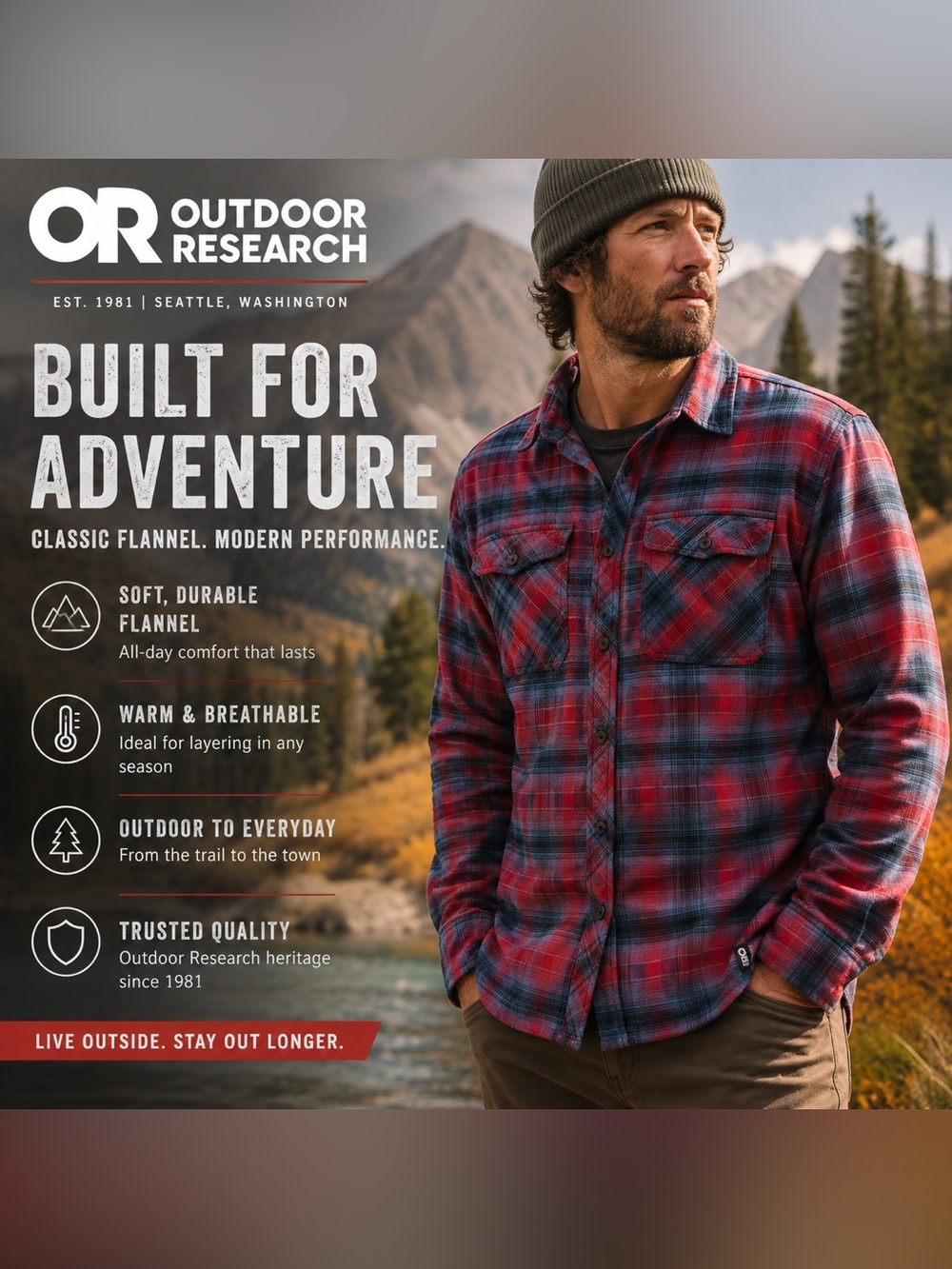 Outdoor Research Red & Blue Plaid Lightweight Shirt Jacket